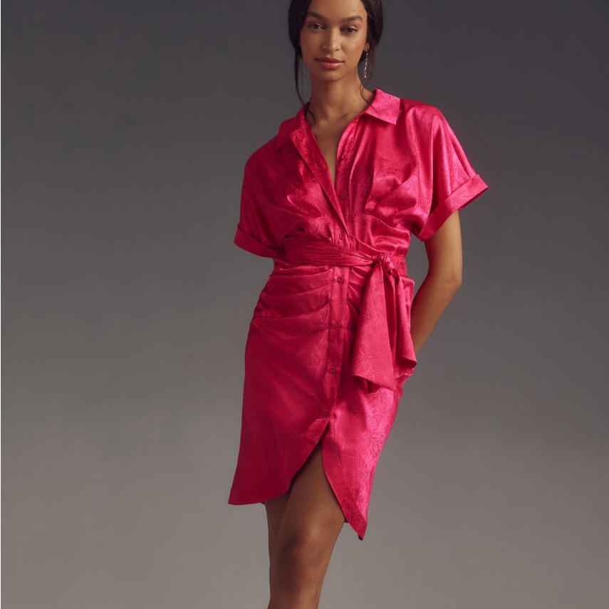 Anthropologie Lesuperbe Mini Miko Pink Dress Size 2